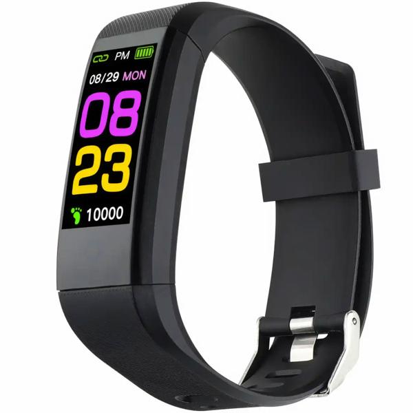 Elegante, schmale Fitnessuhr, Farbdisplay (schwarz) – Herzfrequenz, Schlaf, Schritte & Bluetooth – Fitness Tracker Armband für präzise Aktivitätsdaten