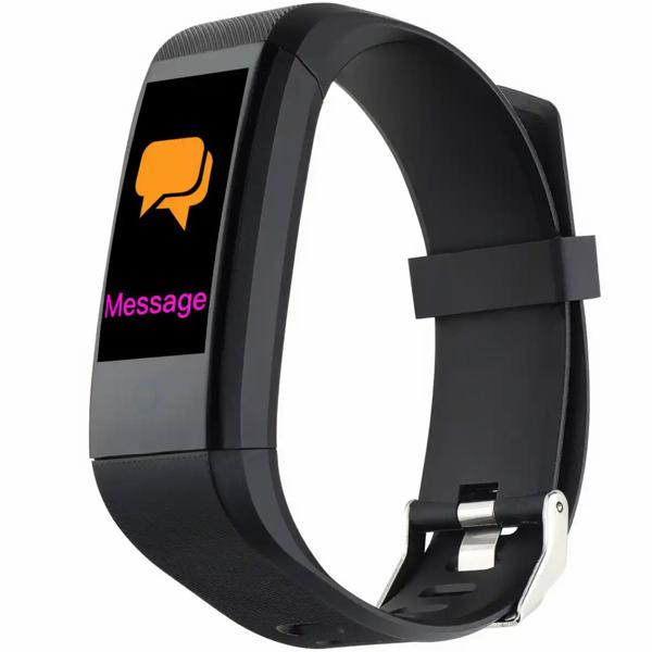 Elegante, schmale Fitnessuhr, Farbdisplay (schwarz) – Herzfrequenz, Schlaf, Schritte & Bluetooth – Fitness Tracker Armband für präzise Aktivitätsdaten