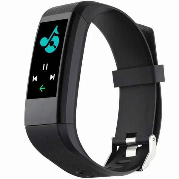 Elegante, schmale Fitnessuhr, Farbdisplay (schwarz) – Herzfrequenz, Schlaf, Schritte & Bluetooth – Fitness Tracker Armband für präzise Aktivitätsdaten
