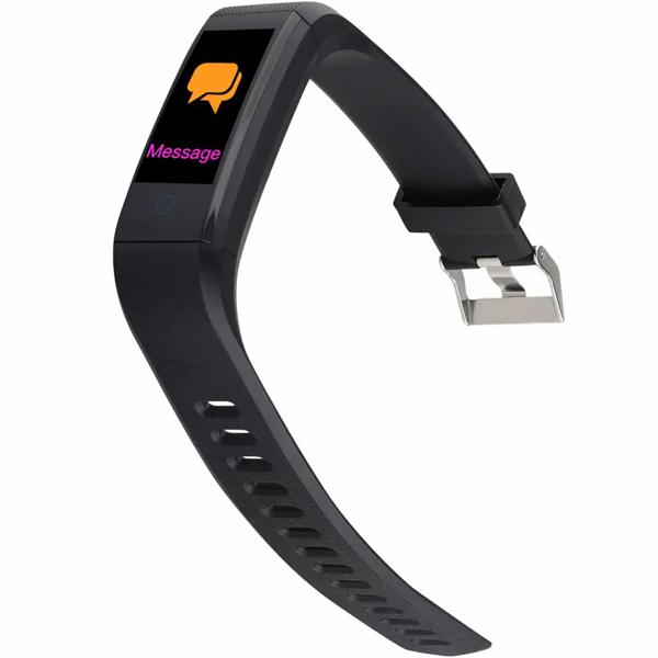 Elegante, schmale Fitnessuhr, Farbdisplay (schwarz) – Herzfrequenz, Schlaf, Schritte & Bluetooth – Fitness Tracker Armband für präzise Aktivitätsdaten