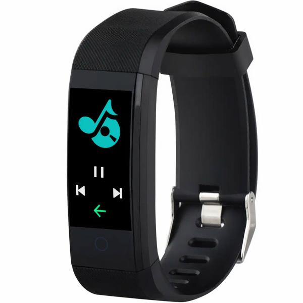 Elegante, schmale Fitnessuhr, Farbdisplay (schwarz) – Herzfrequenz, Schlaf, Schritte & Bluetooth – Fitness Tracker Armband für präzise Aktivitätsdaten