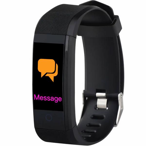 Elegante, schmale Fitnessuhr, Farbdisplay (schwarz) – Herzfrequenz, Schlaf, Schritte & Bluetooth – Fitness Tracker Armband für präzise Aktivitätsdaten