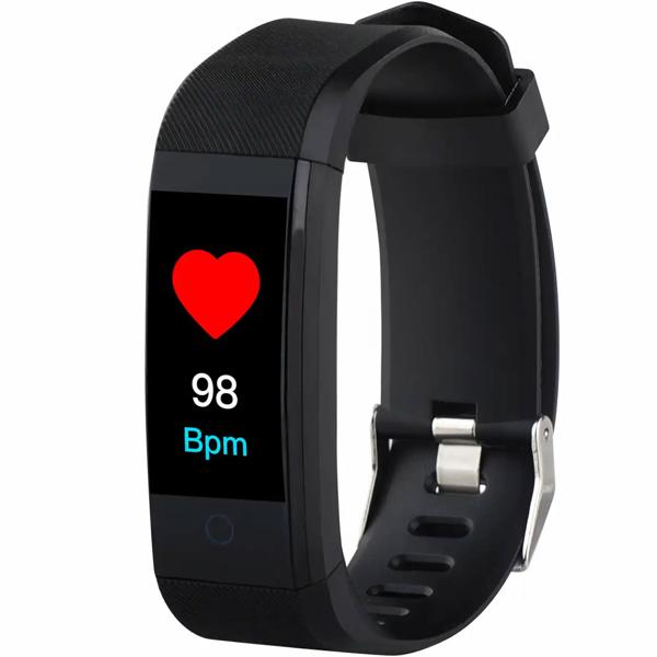 Elegante, schmale Fitnessuhr, Farbdisplay (schwarz) – Herzfrequenz, Schlaf, Schritte & Bluetooth – Fitness Tracker Armband für präzise Aktivitätsdaten