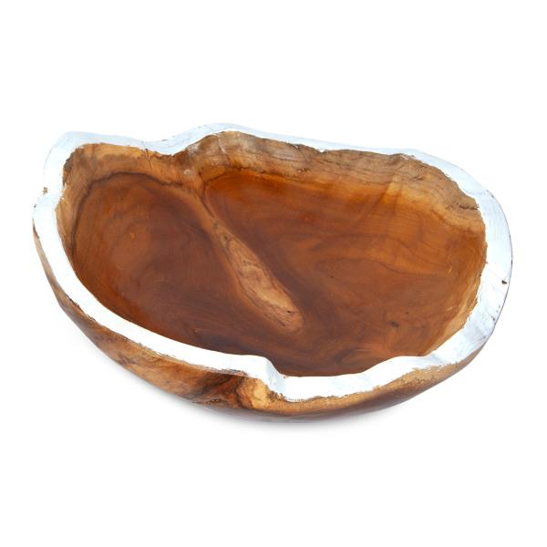 Extravagante runde Schalen aus Teakholz 3er-Set, verschiedene Grössen