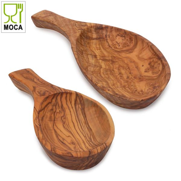 Schale Blattform, Tapasschale, Olivenholz, 2er-Set