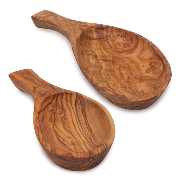 Schale Blattform, Tapasschale, Olivenholz, 2er-Set