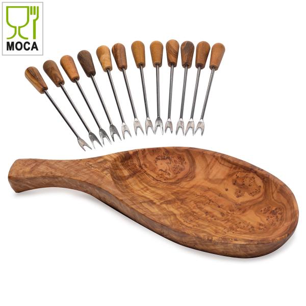 Tapas-Set: Schale 26 cm + Snack- und Olivengabeln, 13-teilig