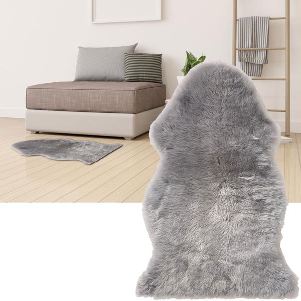 Echte Schaffelle 2er-Set - Flauschig & Weich Grau Elfenbein - 90x60cm - Teppich, Bettvorleger, Sitzauflage - Natur & Gemütlich - 100% Schaffell & Leder
