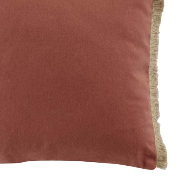 2er-Set Kissen Deko aus Jute & Baumwolle - Sofakissen mit Fransen für gemütliche Lieblingsplätze - Beige-Rostrot-Braun, 40x40cm