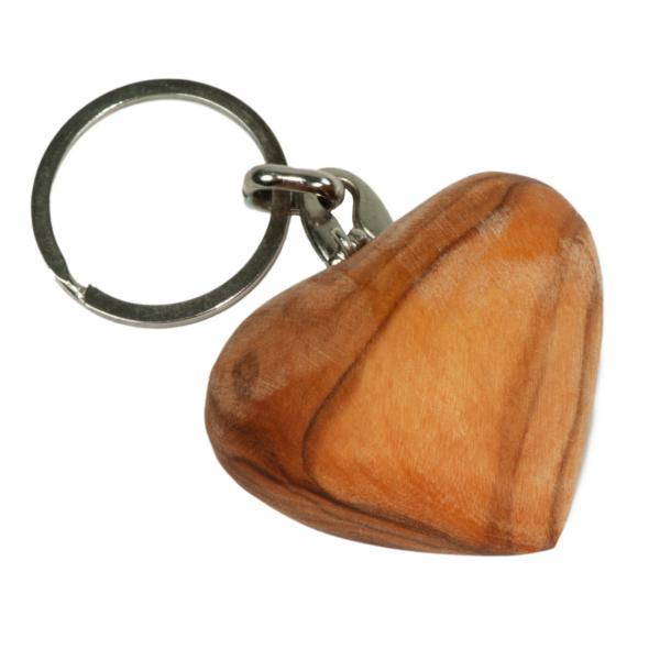 3er-Set Schlüsselanhänger Delfin, Eule und Herz, aus Olivenholz, braun, 5 x 5 cm