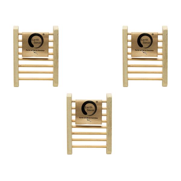 3er-Set Bambus-Seifenschale - Handgefertigt - Quer-Streben - Hygienisch - Für Seifen & Shampoos - Braun - 35g - Gesund & Natur - Nachhaltig