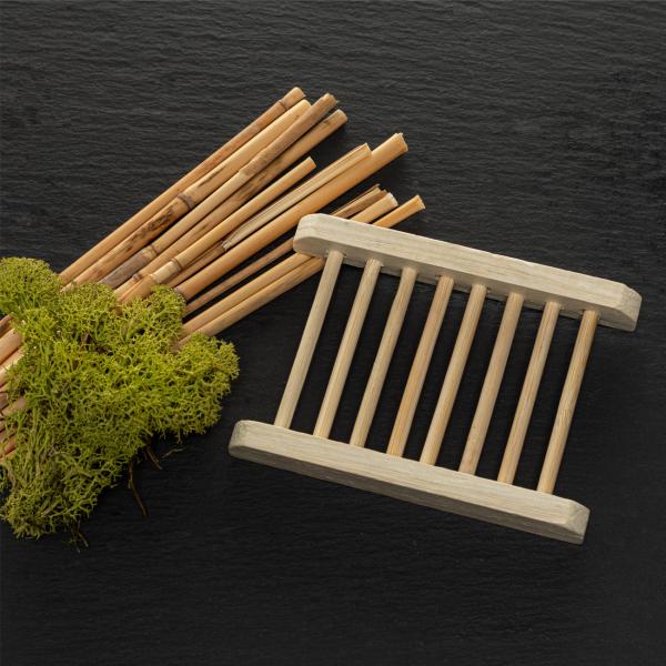 3er-Set Bambus-Seifenschale - Handgefertigt - Quer-Streben - Hygienisch - Für Seifen & Shampoos - Braun - 35g - Gesund & Natur - Nachhaltig