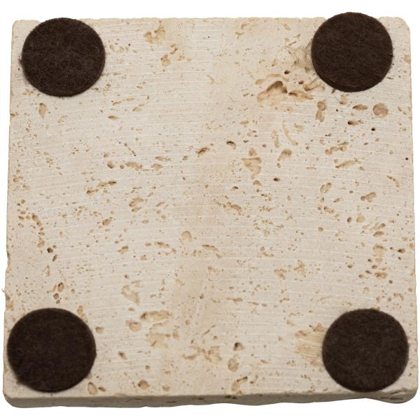 Travertin Seifenablage 3er-Set - Naturstein handgefertigt, unbehandelt, light-hellbeige, 10x10cm - Hygienisch, für Seife/Shampoo, auch Untersetzer