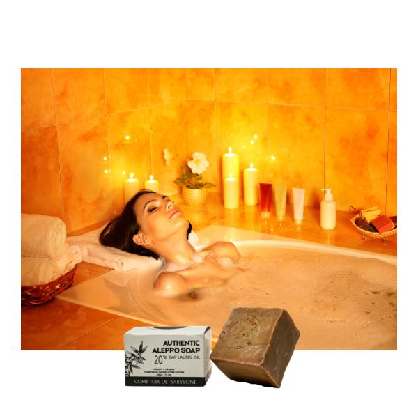 3er-Set Original Aleppo-Seife - handgemacht in Syrien - 100% natürlich-vegan-Olivenöl-Lorbeeröl 20% - sanft-feuchtigkeitsspendend-antibakteriell - 3x200g