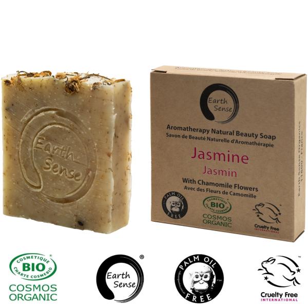 3er-Set Handgemachte Bio Seife mit Jasmin- & Kamillenblüten - Palmölfrei Vegan & Nachhaltig - Für Gesicht, Körper & Hände - 100g Stück