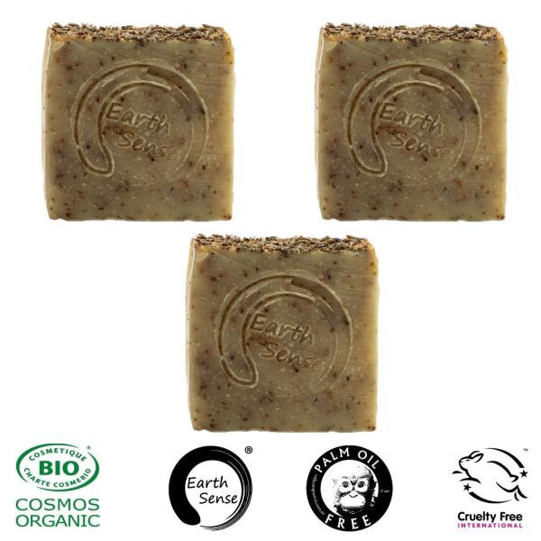 3er-Set Bio Seife mit Lavendel & Rosmarin - Handgemacht, palmölfrei, vegan, 100g - Mit 72% kaltgepressten Bio-Ölen - Pflegend & nachhaltig