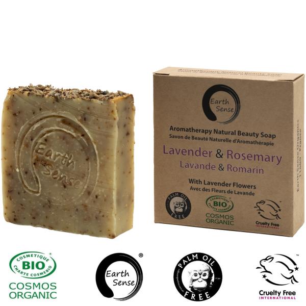 3er-Set Bio Seife mit Lavendel & Rosmarin - Handgemacht, palmölfrei, vegan, 100g - Mit 72% kaltgepressten Bio-Ölen - Pflegend & nachhaltig