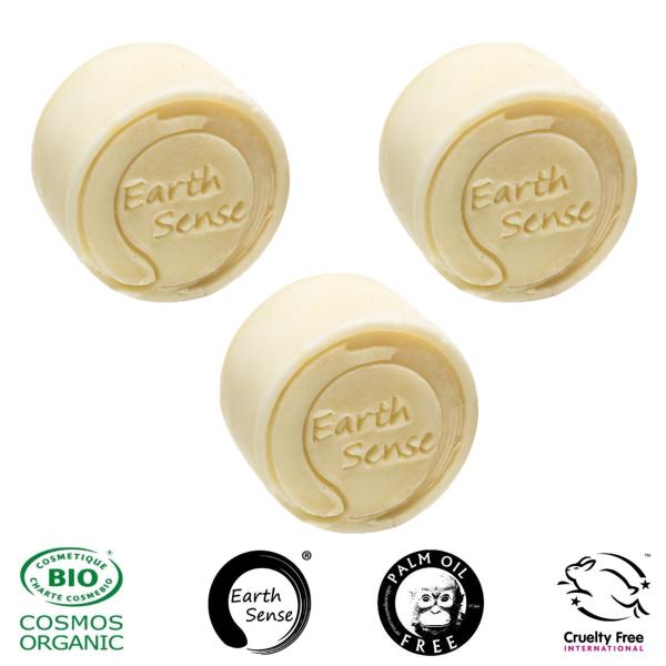 3er-Set Festes Bio Shampoo Patchouli-Duft - Palmölfrei - Handgefertigt mit Argan-Öl & 77% kaltgepressten Ölen - Vegan, nachhaltig, 60g