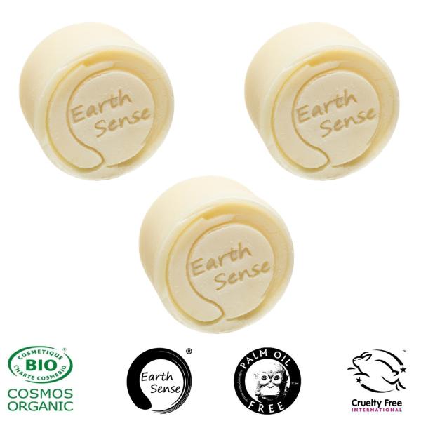 3er-Set Festes Bio Shampoo - Arganöl & Sandelholz - Palmölfrei, Vegan, Handgefertigt, 60g je - Pflegeshampoo mit 77% kaltgepressten Ölen