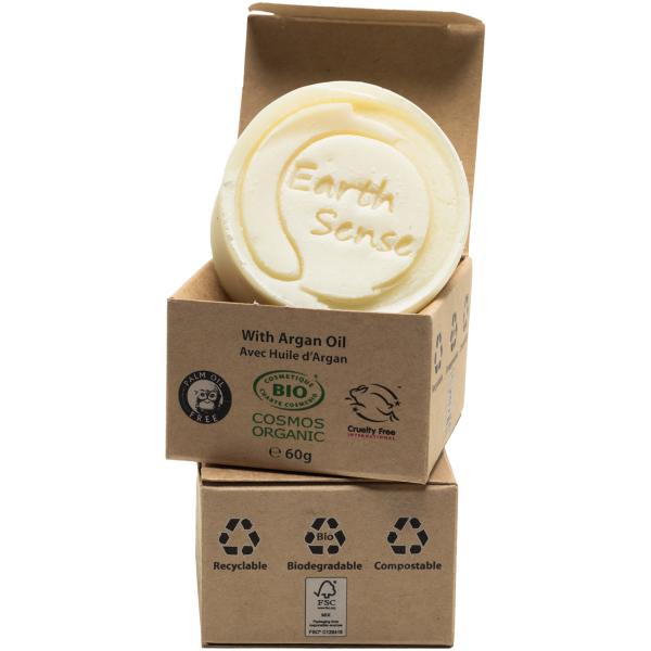 3er-Set Festes Bio Shampoo - Arganöl & Sandelholz - Palmölfrei, Vegan, Handgefertigt, 60g je - Pflegeshampoo mit 77% kaltgepressten Ölen