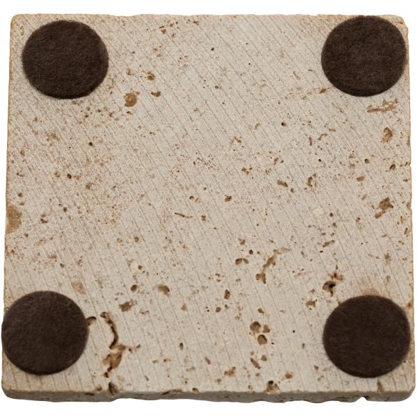 3er-Set Seifenablage aus Travertin - quadratisch, kräftig-braun, 10x10 cm - Handgefertigt, unbehandelter Naturstein, langlebig, hygienisch