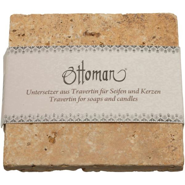 3er-Set Seifenablage aus Travertin - gold-gelb, quadratisch, 10x10cm - Handgefertigt, Naturstein, für Bad & WC, hygienisch, langlebig - ideal als Untersetzer