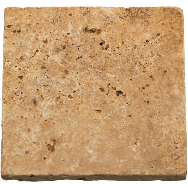 3er-Set Seifenablage aus Travertin - gold-gelb, quadratisch, 10x10cm - Handgefertigt, Naturstein, für Bad & WC, hygienisch, langlebig - ideal als Untersetzer