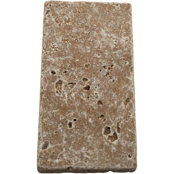 3er-Set Seifenablage aus Travertin rechteckig - Handgefertigt, hygienisch & stilvoll für Bad & WC - Naturstein kräftig-braun, 14,5x7cm