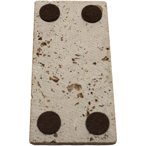 3er-Set Seifenablage aus Travertin rechteckig - Handgefertigt, hygienisch & stilvoll für Bad & WC - Naturstein kräftig-braun, 14,5x7cm