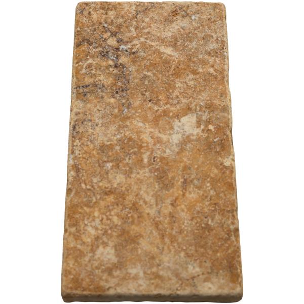 3er-Set Seifenablage aus Travertin rechteckig - gold-gelb Naturstein handgefertigt - für feste Seifen Shampoos - 14,5 x 7 cm hygienisch schick