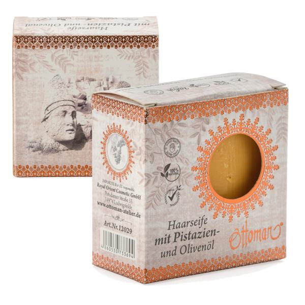 3er-Set Haarseife mit Pistazien- & Olivenöl - 100% Natur, vegan, palmölfrei - Für trockenes Haar & Kopfhaut - 3x 190g