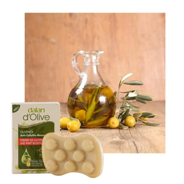3er-Set feste Olivenöl Massageseife - Natürliche Peeling-Partikel - Fördert Durchblutung gegen Cellulite - Mit Traubenkernöl Vitamin E Antioxidantien - 150g