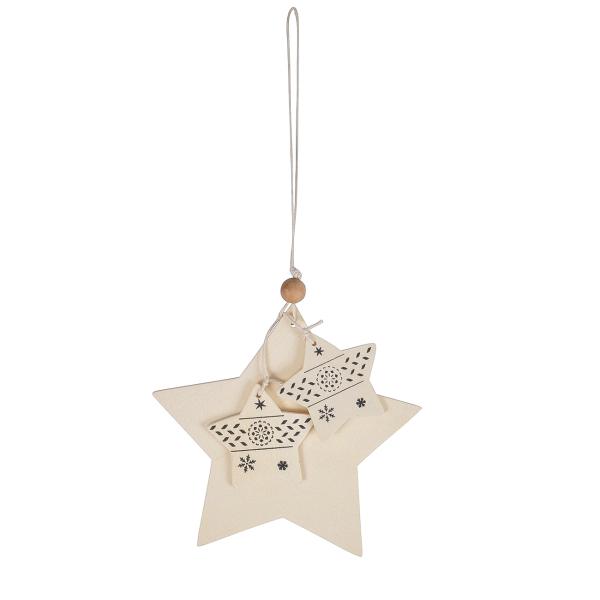 4er-Set Holz-Anhänger Weihnachten - Rentier, Weihnachtskugel, Christbaum & Stern - Natur zum Beschriften/Bemalen - Deko für Baum, Geschenke & Tisch