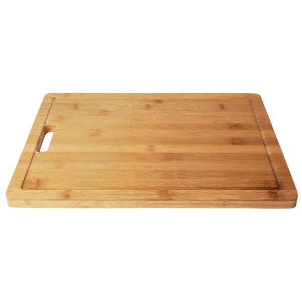 Bambus-Schneidebrett 40x30x1.8cm-Hygienisch-Antibakteriell-Messerschonend-Mit Saftrille & Griff-Nachhaltiges Küchenbrett für Obst & Gemüse-Servierplatte