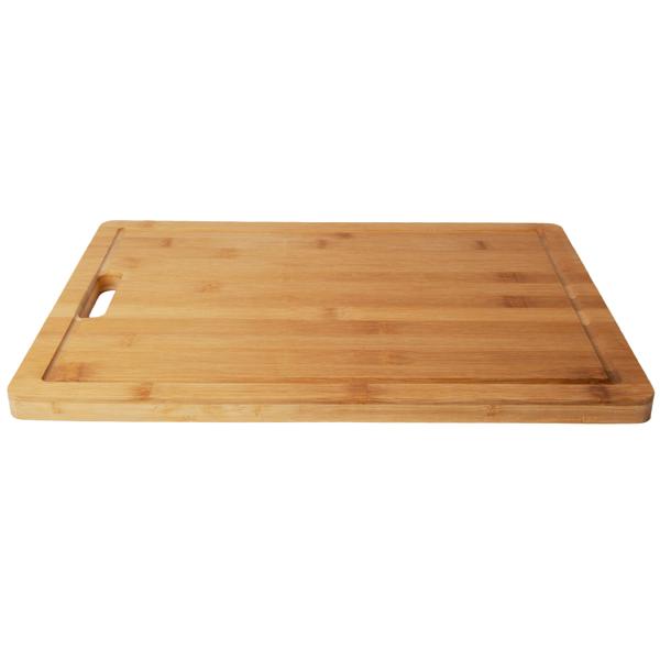 Bambus-Schneidebrett 40x30x1.8cm-Hygienisch-Antibakteriell-Messerschonend-Mit Saftrille & Griff-Nachhaltiges Küchenbrett für Obst & Gemüse-Servierplatte