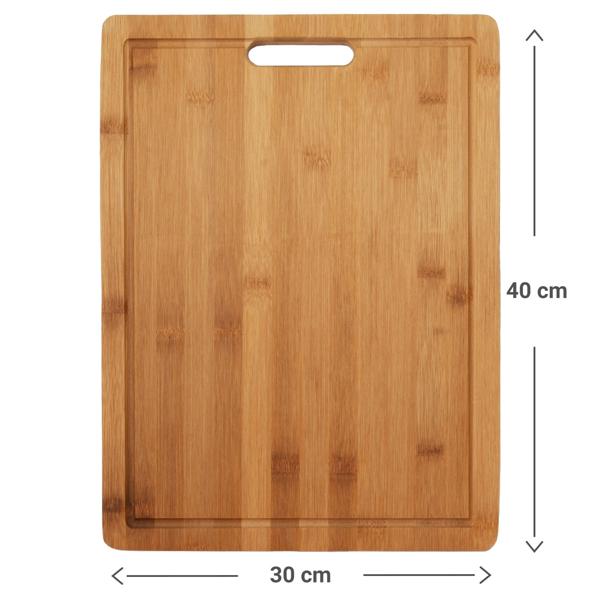 Bambus-Schneidebrett 40x30x1.8cm-Hygienisch-Antibakteriell-Messerschonend-Mit Saftrille & Griff-Nachhaltiges Küchenbrett für Obst & Gemüse-Servierplatte