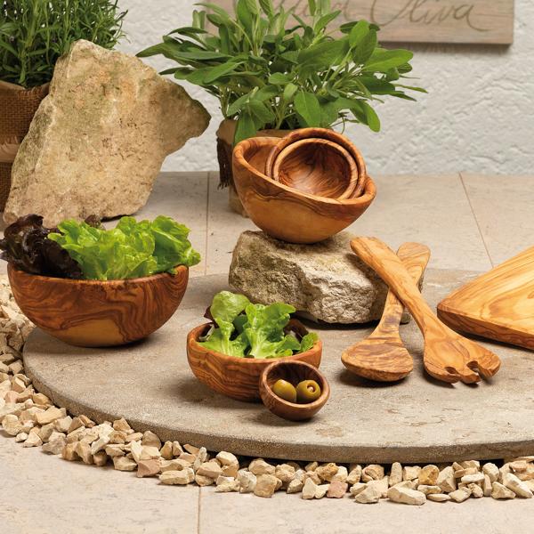 Salatbesteck Olivenholz 30cm - Handgefertigt, bruchsicher & langlebig - Klassisches italienisches Design - Für alle Schüsseln - Unikat