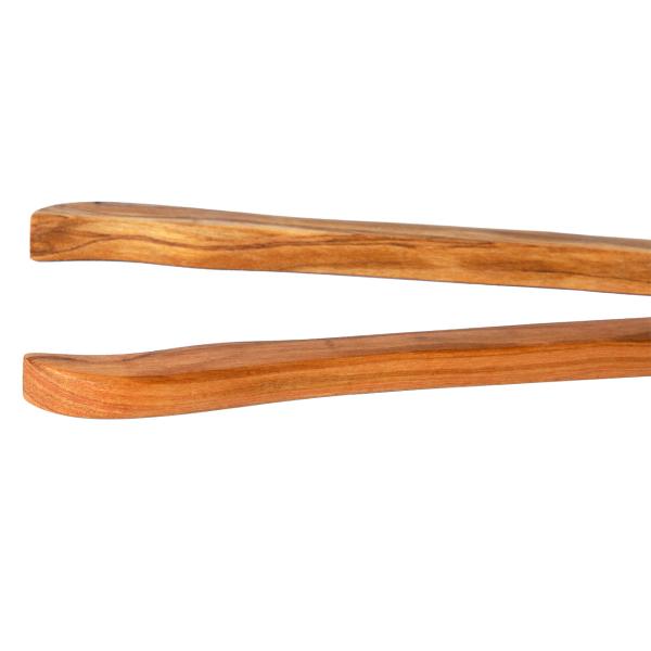 Holzzange Olivenholz mit Feder - vielseitige Salat-, Grill- & Küchenzange 25cm - handgefertigt, 100% unbehandeltes Naturholz aus Italien, geölt
