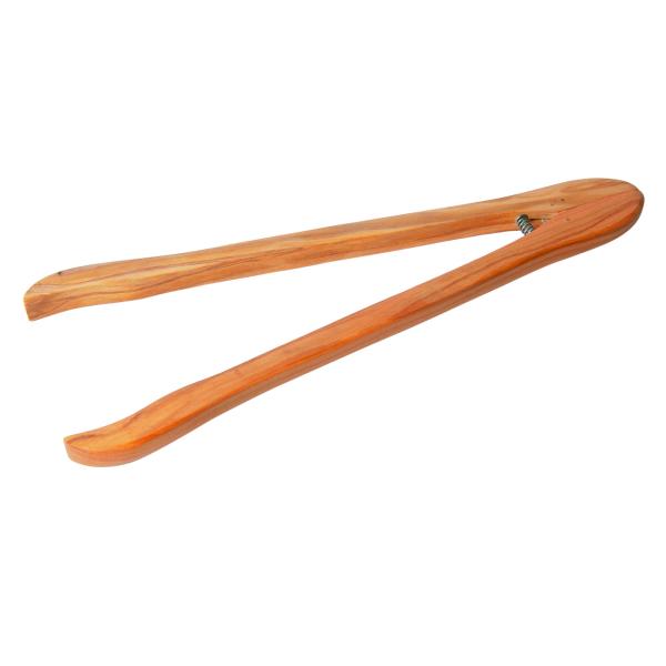 Holzzange Olivenholz mit Feder - vielseitige Salat-, Grill- & Küchenzange 25cm - handgefertigt, 100% unbehandeltes Naturholz aus Italien, geölt