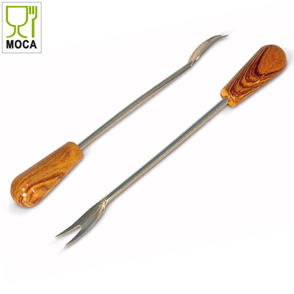 12 Partygabeln aus Olivenholz- für Snack & Tapas - wiederverwendbar - handgefertigt & MOCA-zertifiziert - inkl. Schälchen zur Aufbewahrung