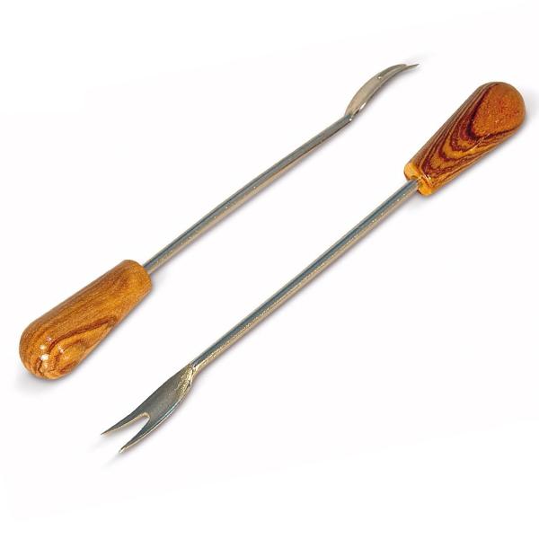 12 Partygabeln aus Olivenholz- für Snack & Tapas - wiederverwendbar - handgefertigt & MOCA-zertifiziert - inkl. Schälchen zur Aufbewahrung