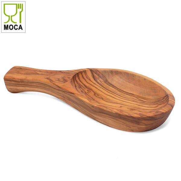 Olivenholz Tapasschale in Blattform - 22 cm - Handgefertigt - Kratzfest & hygienisch - Für Snacks & Antipasti - Unikat aus Italien - MOCA-zertifiziert