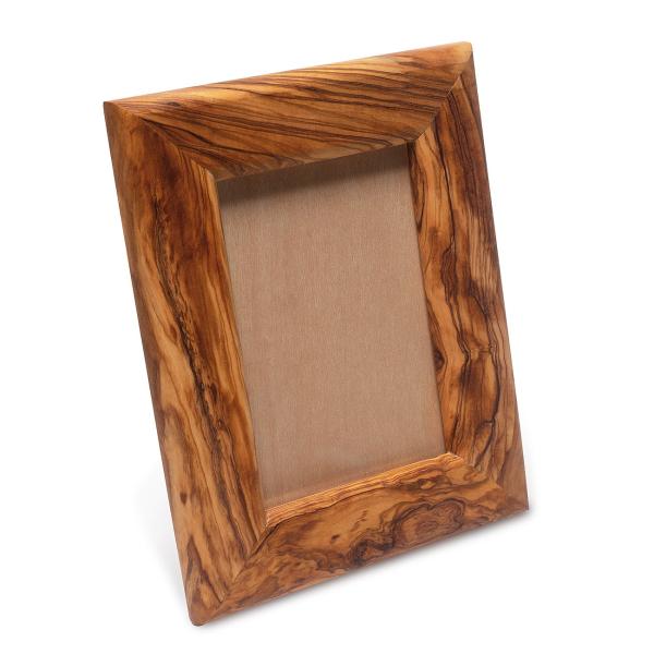 Rechteckiger Bilderrahmen aus Olivenholz - 22x18cm - Handgefertigt, unbehandelt, für Hoch- & Querformat - Einzigartige Maserung, Geschenkidee