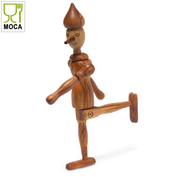 Pinocchio-Figur aus Olivenholz - bewegliche Arme & Beine, handbemaltes Gesicht - 25cm Höhe, 100% unbehandelt, handgefertigt in Italien