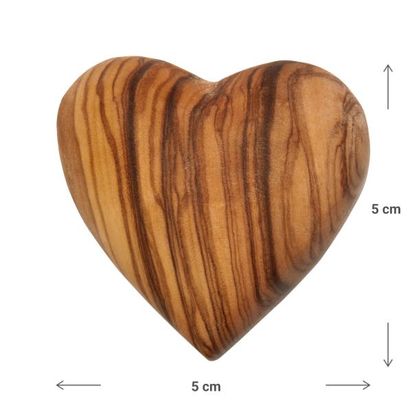 Olivenholz Handschmeichler Herz - Glücksbringer Talisman Dekoartikel - 5x5cm Unikat Handarbeit Italien - 100% Natur & MOCA-zertifiziert