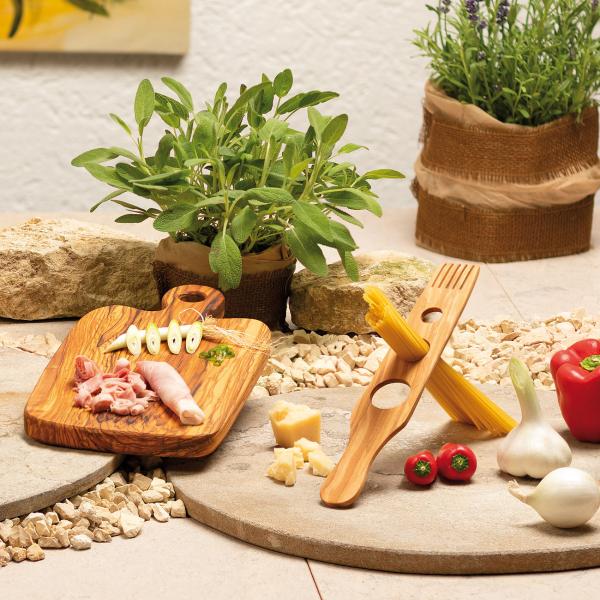Spaghetti-Dosierer aus Olivenholz - Drei Portionsgrössen mit Spaghetti-Kamm & Griff - 29cm - Handgefertigt, Unikat, Made in Italy
