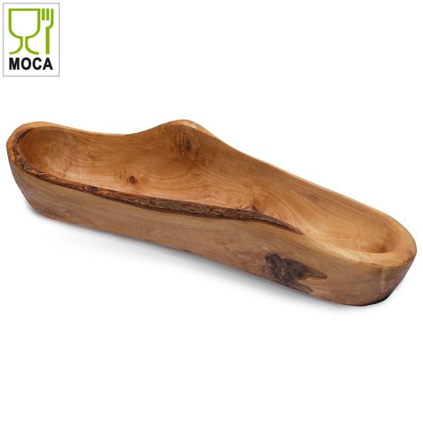 Olivenholz Baguette-Schale - Handgefertigt, rustikal, MOCA-zertifiziert für Brot & Snacks - 30-35cm lang - Unikat aus Italien