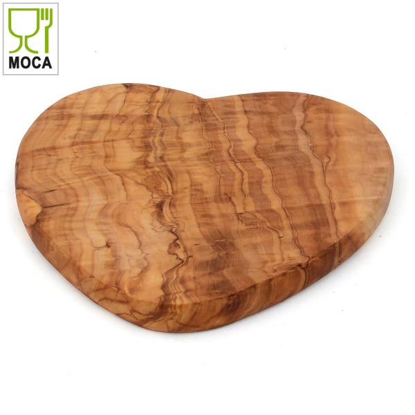 Olivenholz Herz-Brett 20x21x2cm - Handgefertigt, MOCA-zertifiziert & schnittfest - Schneidebrett, Servierbrett & Dekobrett für Zuhause - Made in Italien