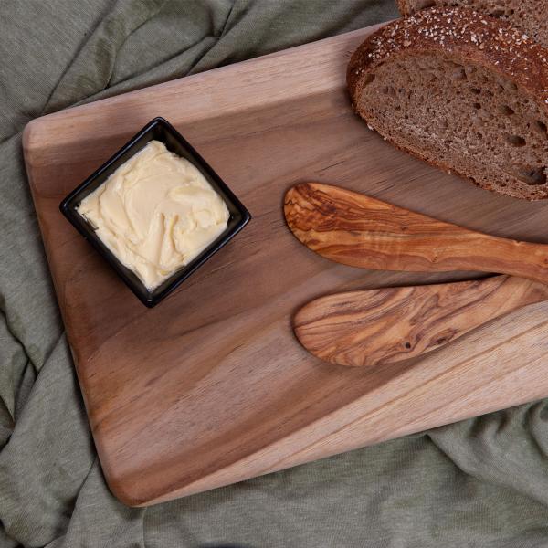 2er-Set Buttermesser Olivenholz - Streichmesser zum Schmieren von Brot & Brötchen - 17cm-Handgefertigt-Rustikal-Edel-Unikate aus Italien