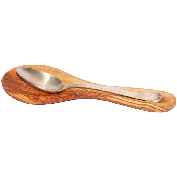 Löffelablage aus 100% Olivenholz - Antibakteriell & robust für Küche & Esstisch - Braun, 25x8,5x2,5cm - Handgefertigt in Italien